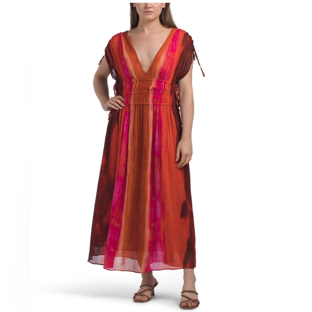 ZARA Abstract Print Maxi Dress, S, Orange multi, NWT